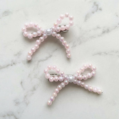 Bow Pearl Alligator Clips (3 Pairs)