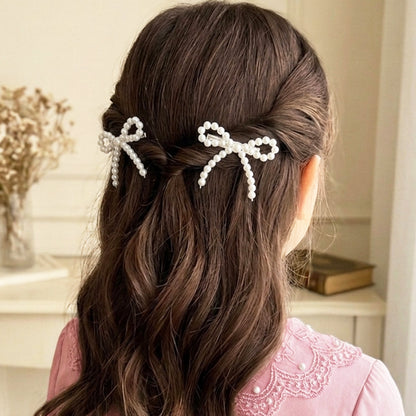 Bow Pearl Alligator Clips (3 Pairs)