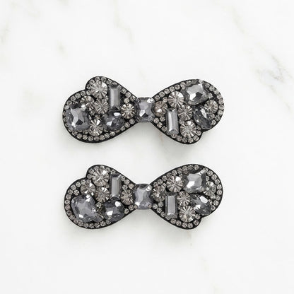 Studded Bow Alligator Clips Black (1 pair)