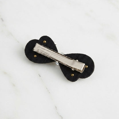 Studded Bow Alligator Clips Black (1 pair)
