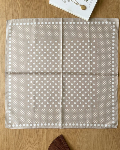 Beige and White Polka-Dot Scarf