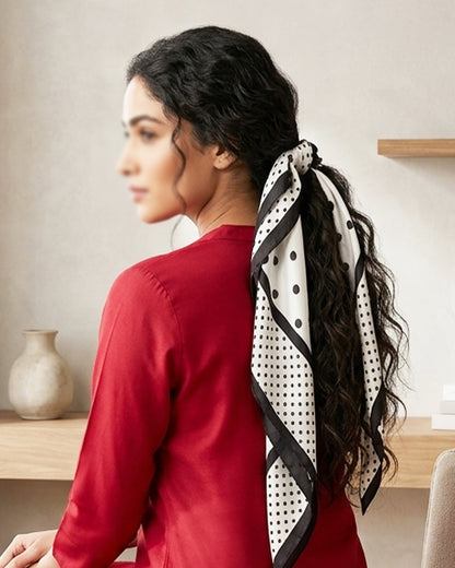 Black and White Polka-Dot Scarf