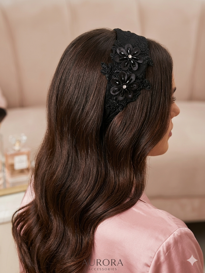 Broad Two Flower Embellished Headbands
