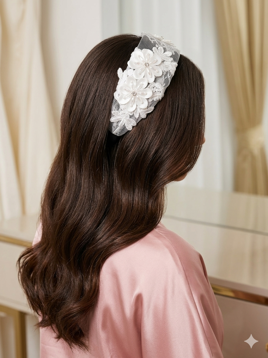 Broad Two Flower Embellished Headbands