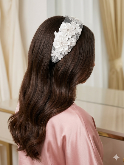 Broad Two Flower Embellished Headbands