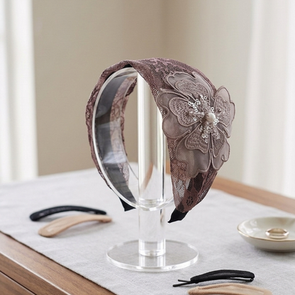 Broad Lacy Embellished Headbands (Sequin flower)