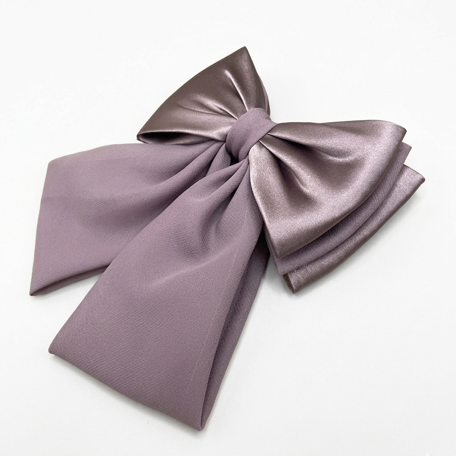 Georgette and Satin Bow Clips (Mauve)