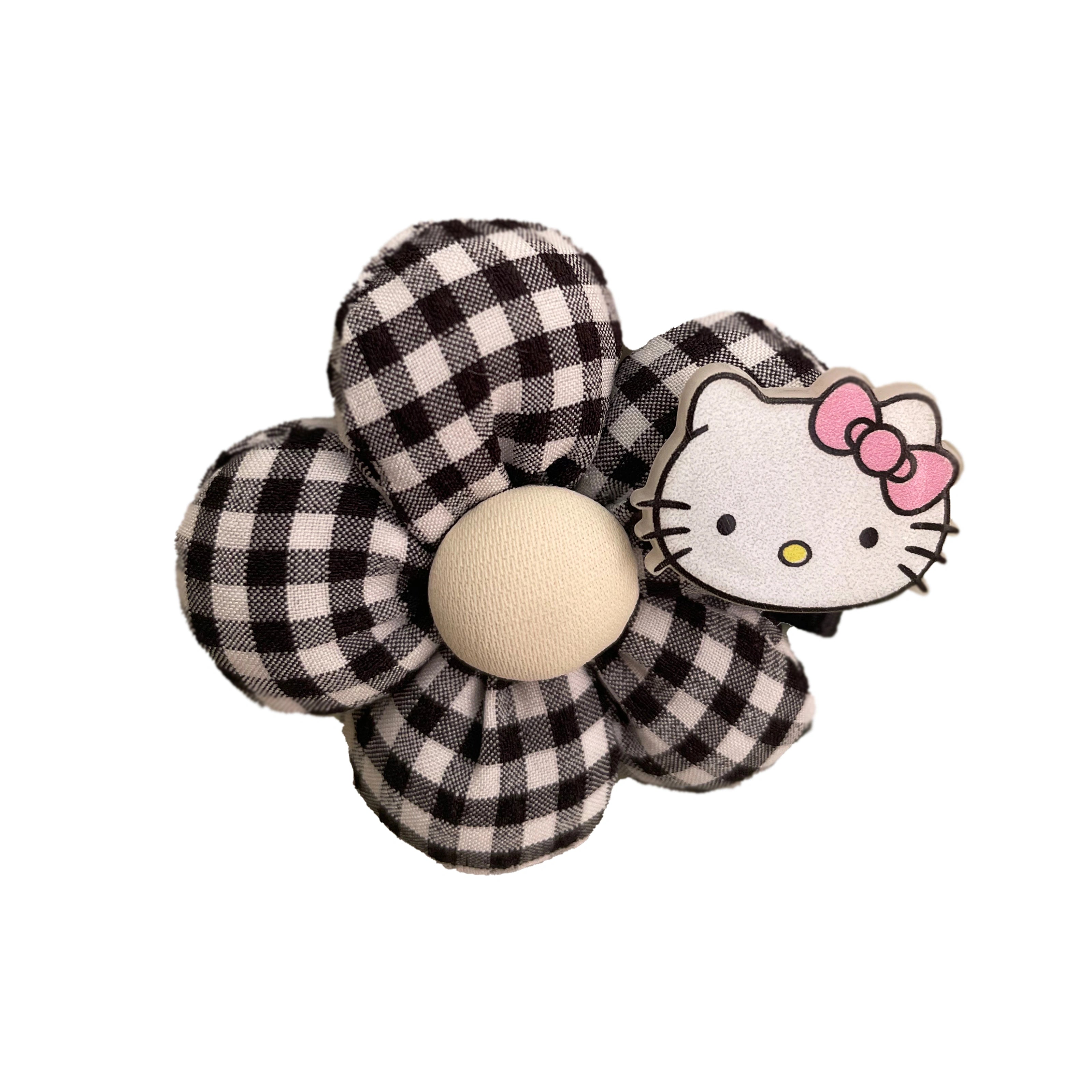 Kitty Hair Clips Pair (Black Check)