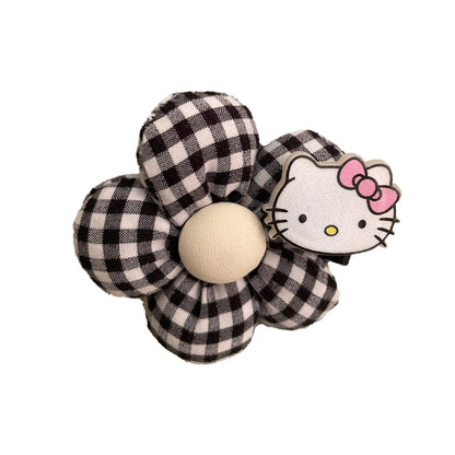 Kitty Hair Clips Pair (Black Check)