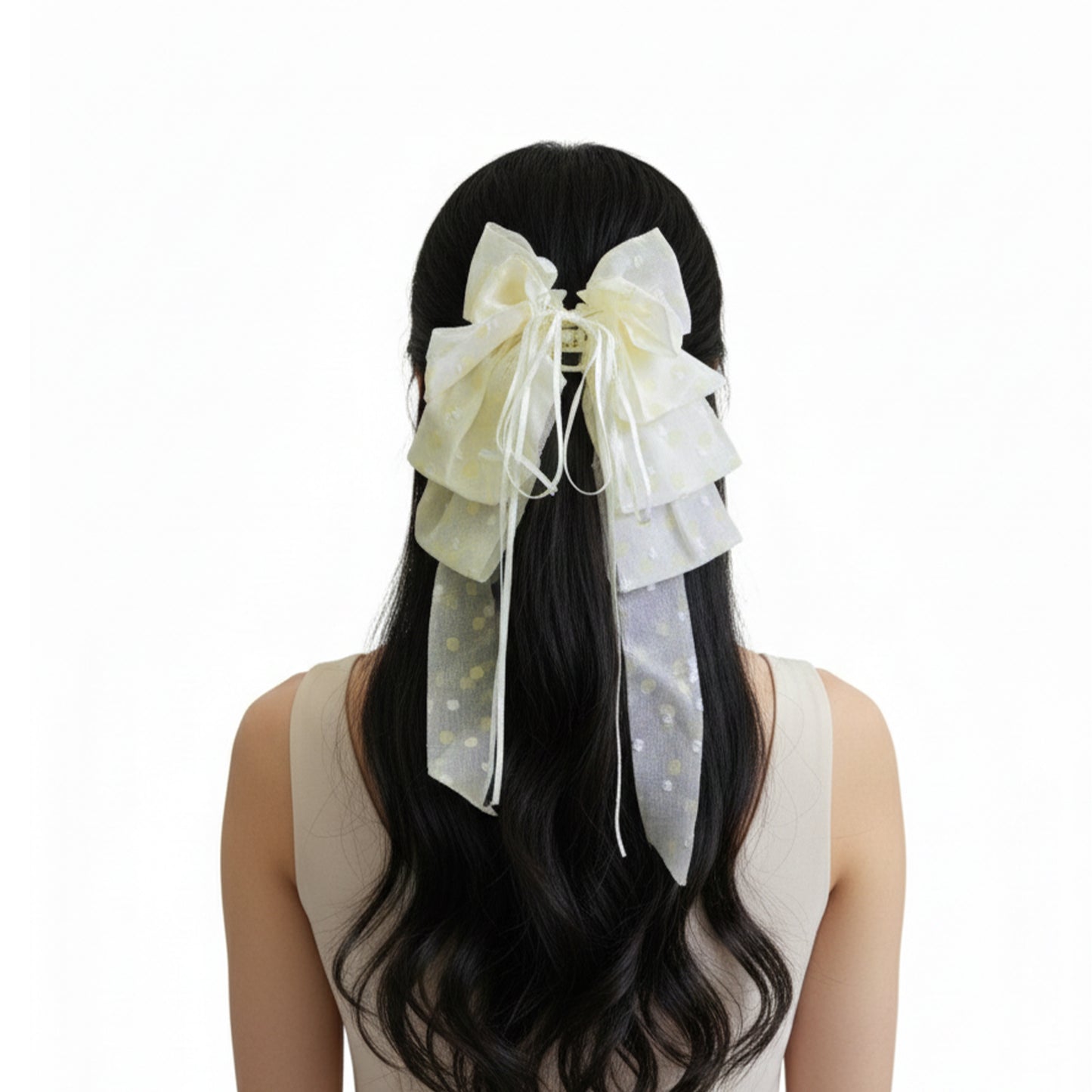 Elegant Ribbon Claw Clip (Lemon)