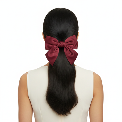 Satin Scrunchie Bow (Maroon)