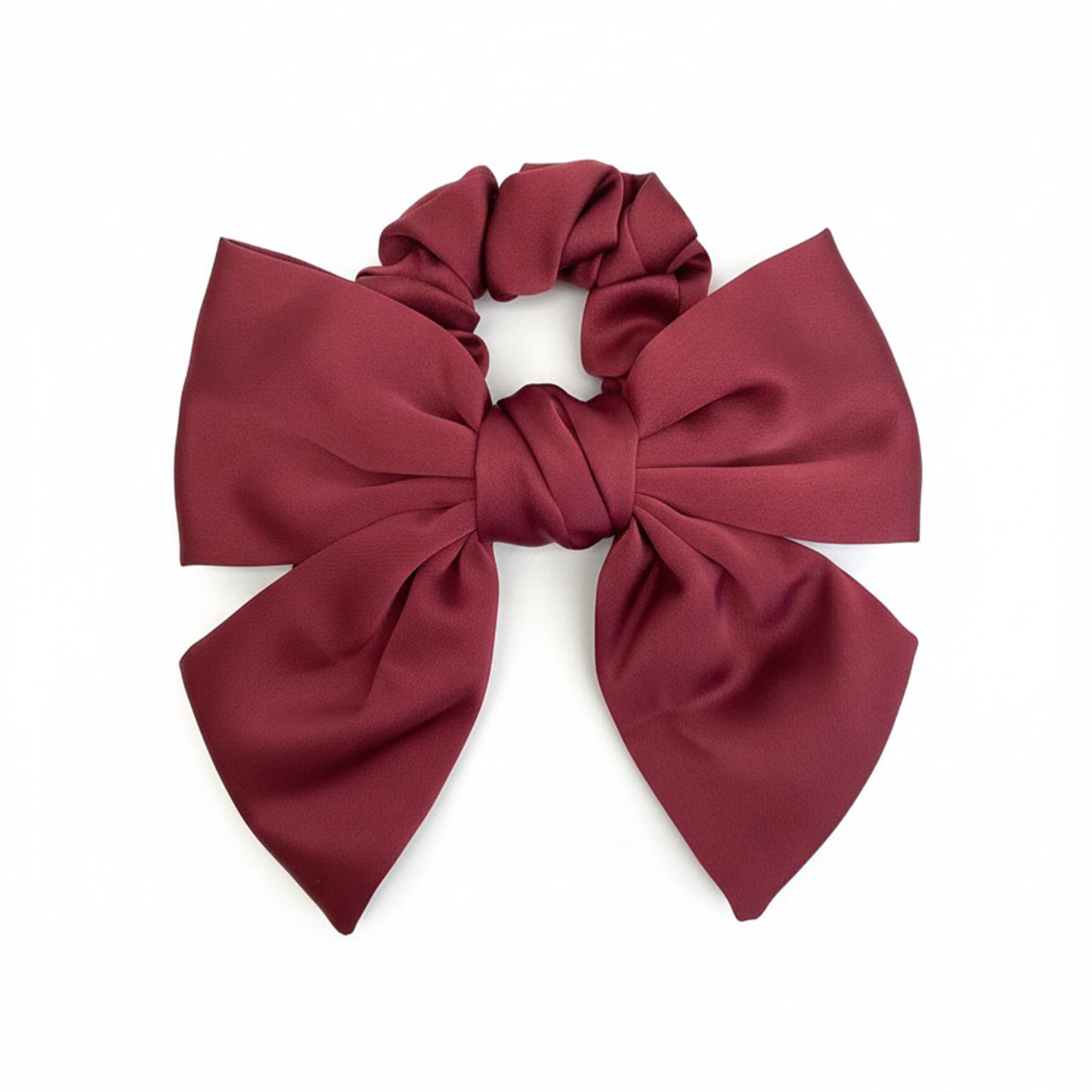 Satin Scrunchie Bow (Maroon)