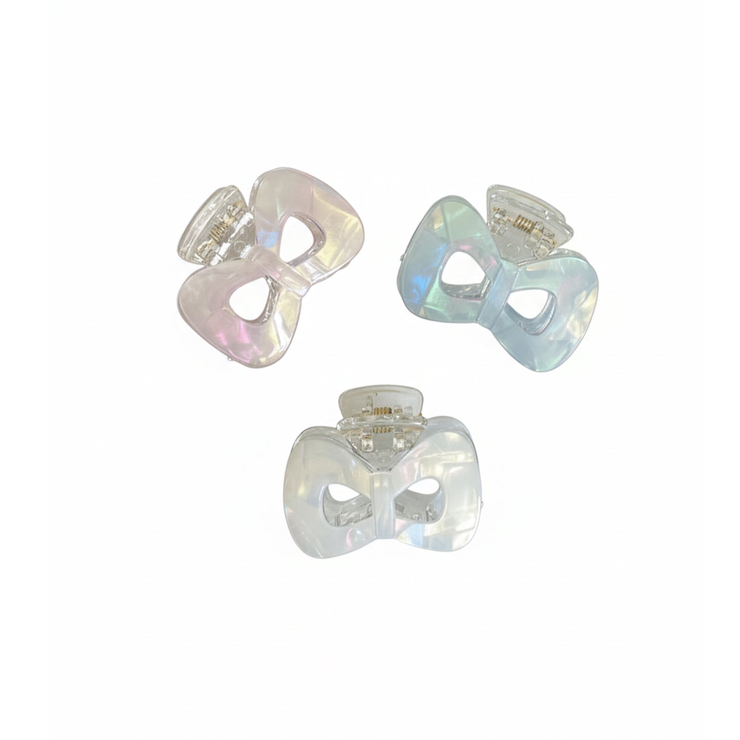 Pearl Finish Bow Hair Claw Clips