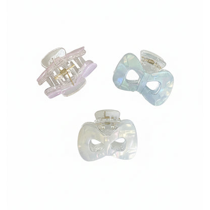 Pearl Finish Bow Hair Claw Clips