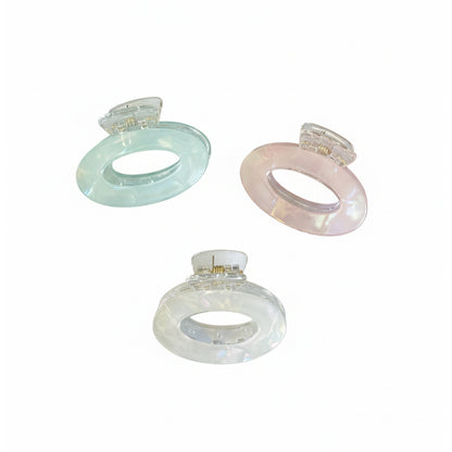 Pearl Finish Oval Hair Claw Clips