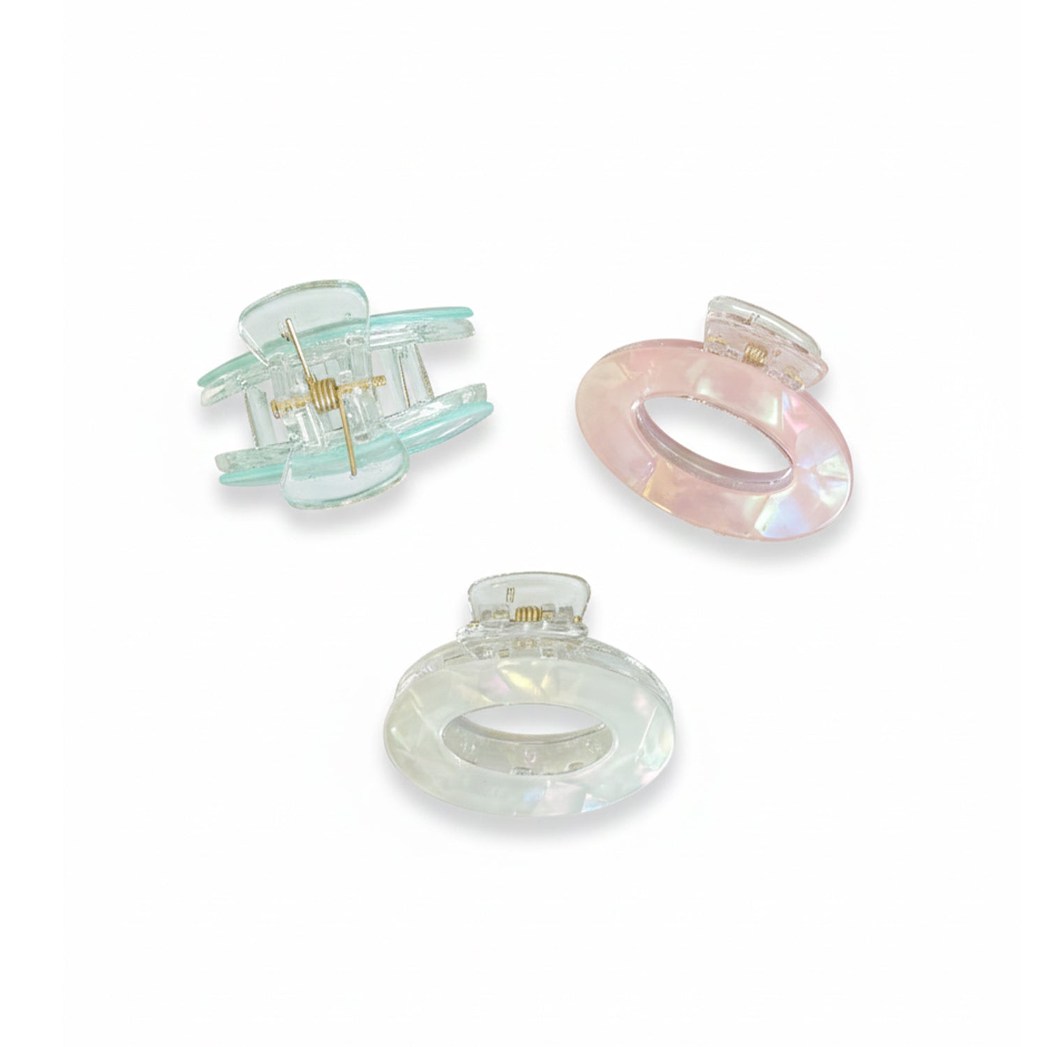 Pearl Finish Oval Hair Claw Clips (Pack Of 3)