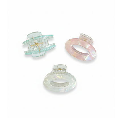Pearl Finish Oval Hair Claw Clips