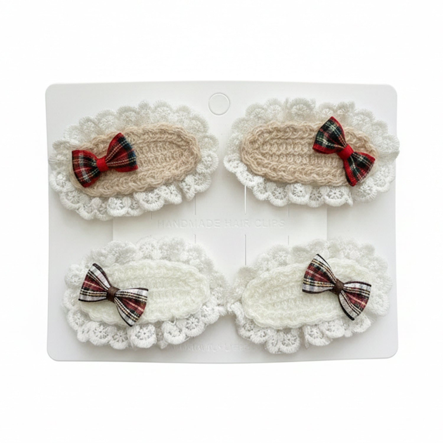 Sleek Bows on Beautiful Lacy Tic Tac Pins (Two pairs)