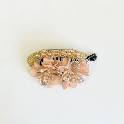 Heavy Crystal Banana Clips (Peach)