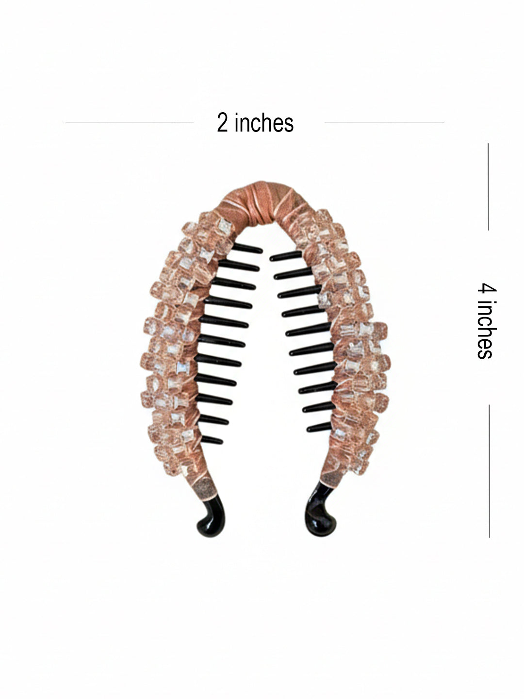 Crystal Studded Banana Clip (Peach)