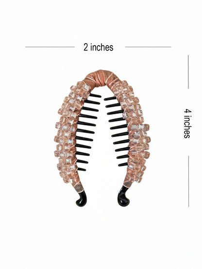 Crystal Studded Banana Clip (Peach)