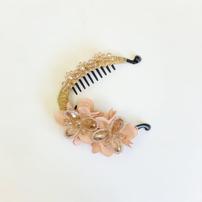 Heavy Crystal Banana Clips (Peach)