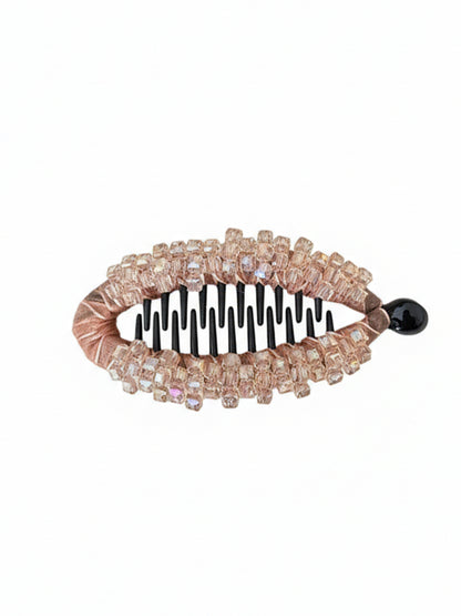 Crystal Studded Banana Clip (Peach)