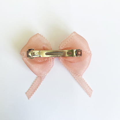 Delightful Sheer and studded Bow Clip (Peach)