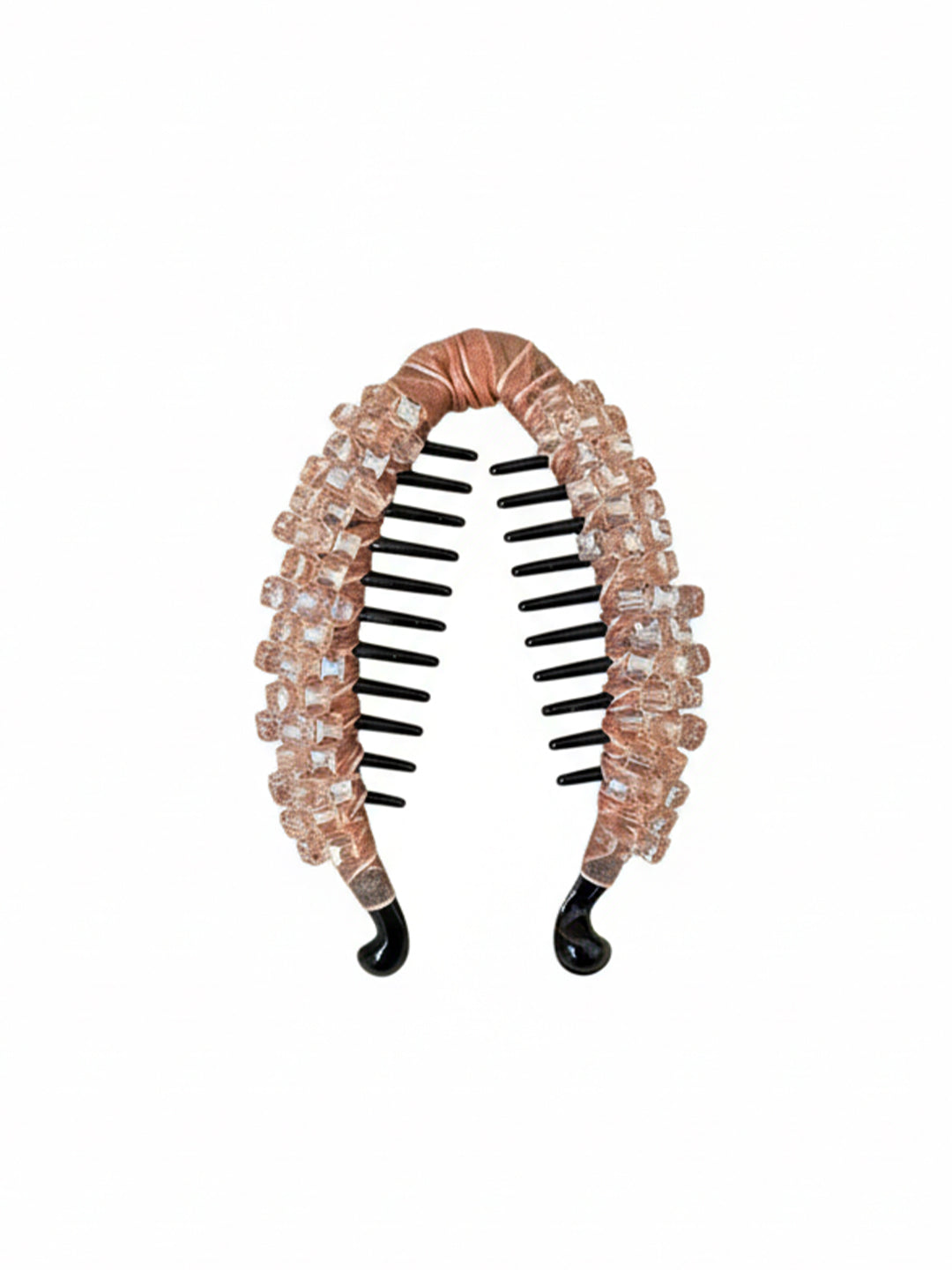 Crystal Studded Banana Clip (Peach)