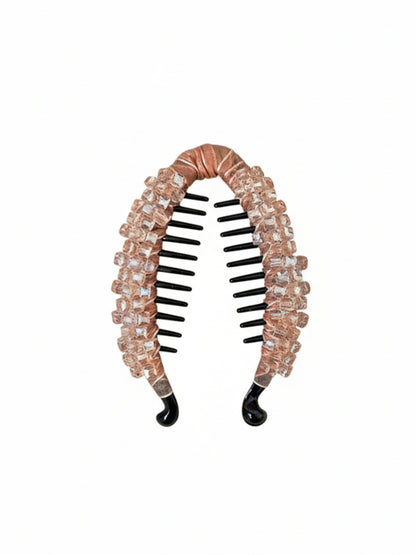 Crystal Studded Banana Clip (Peach)