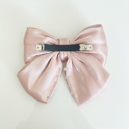 Stunning Pearly Bow Clips (Pink)