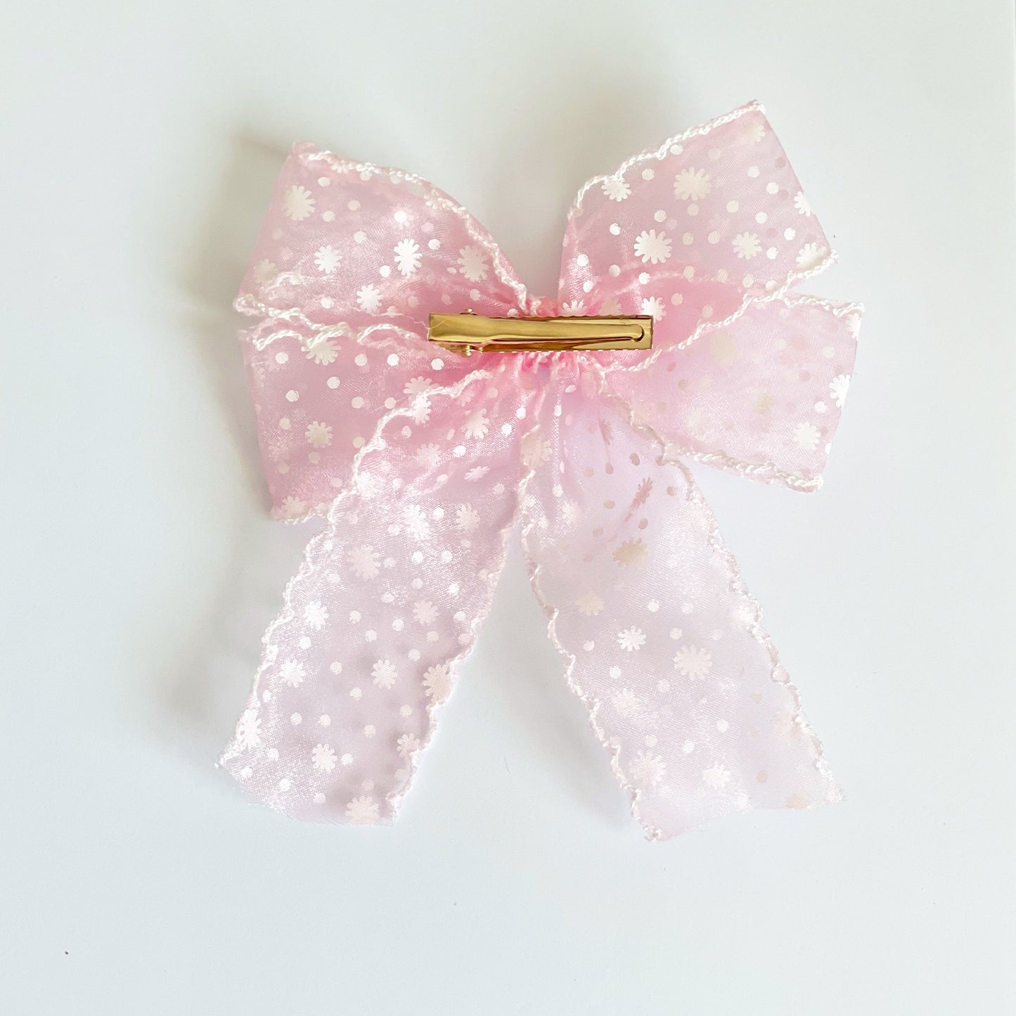 Organza Snowy Bow Clip