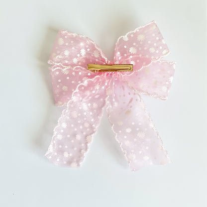 Organza Snowy Bow Clip