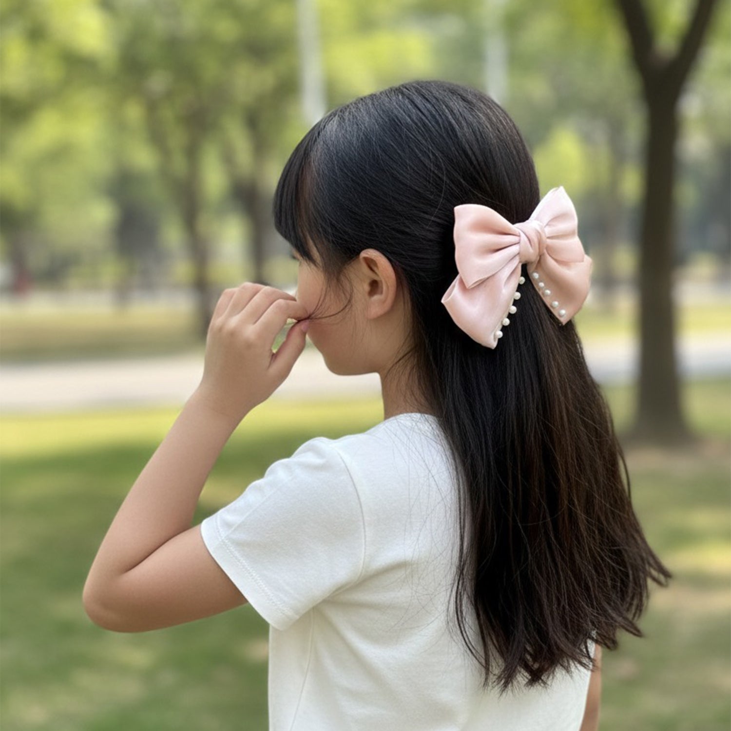 Stunning Pearly Bow Clips (Pink)