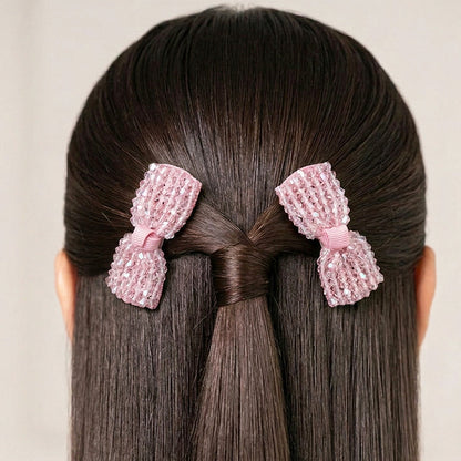 Elegant Crystal Studded Bow Hair Pins