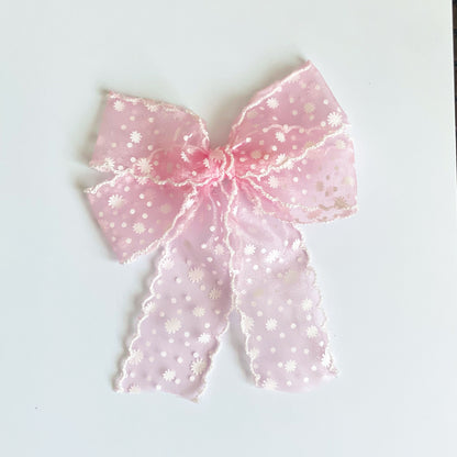 Organza Snowy Bow Clip