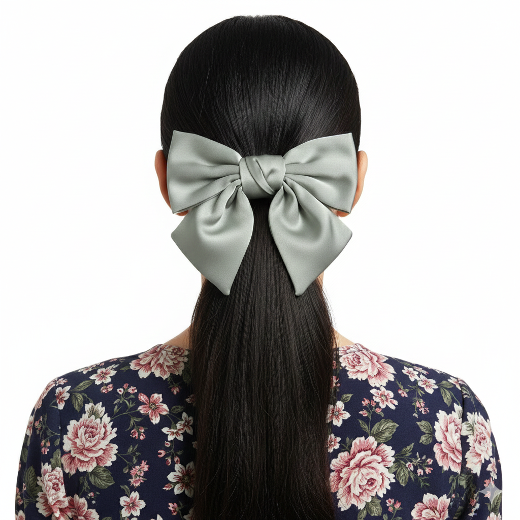 Satin Scrunchie Bow (Pista Green)