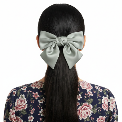 Satin Scrunchie Bow (Pista Green)