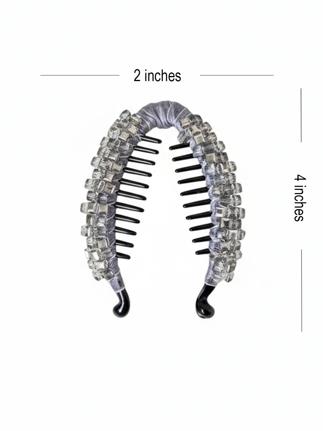 Crystal Studded Banana Clip (Silver)