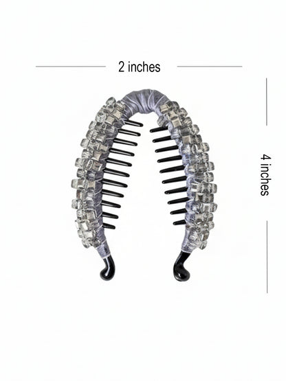 Crystal Studded Banana Clip (Silver)