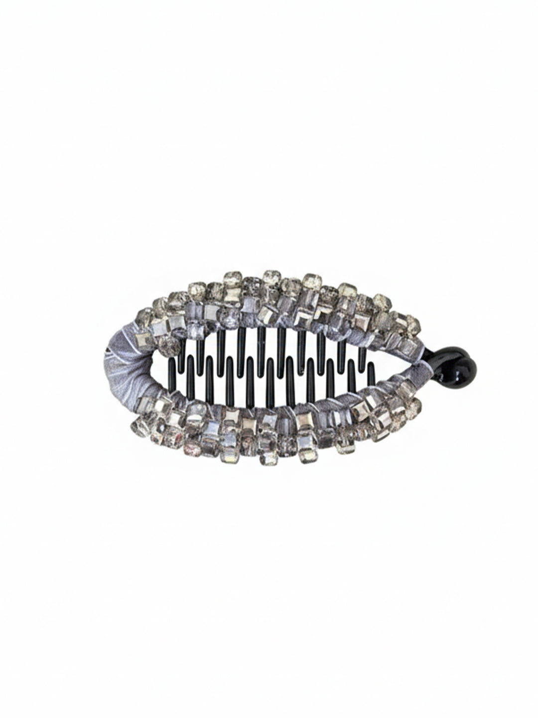 Crystal Studded Banana Clip (Silver)