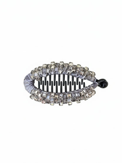 Crystal Studded Banana Clip (Silver)