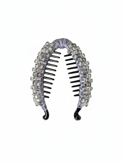 Crystal Studded Banana Clip (Silver)