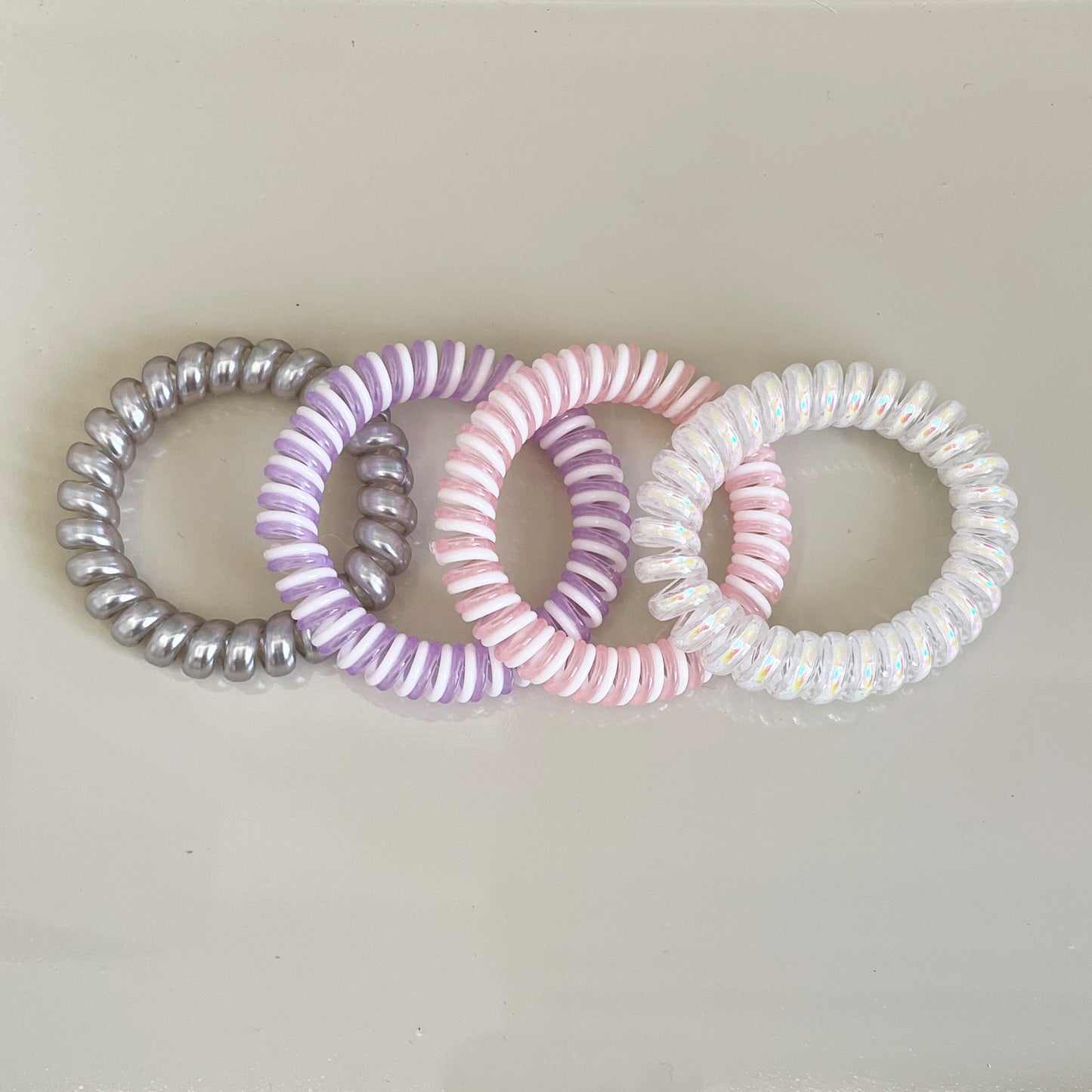 Spiral Hair Ties - Pack of Assorted 4 Hair Ties