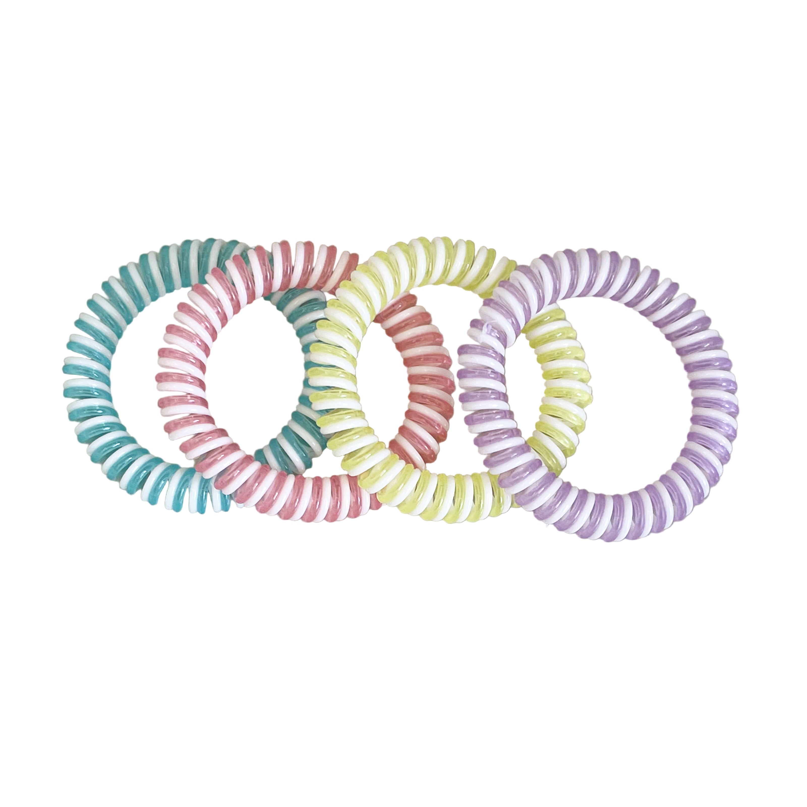 Spiral Hair Ties - Pack of Assorted 4 Hair Ties