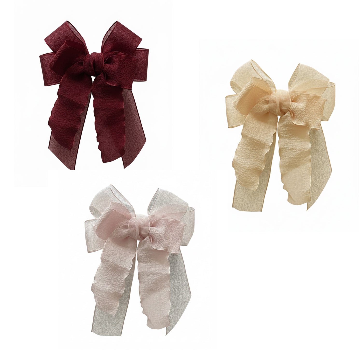 Organza Bow Clips (Pack of 3)