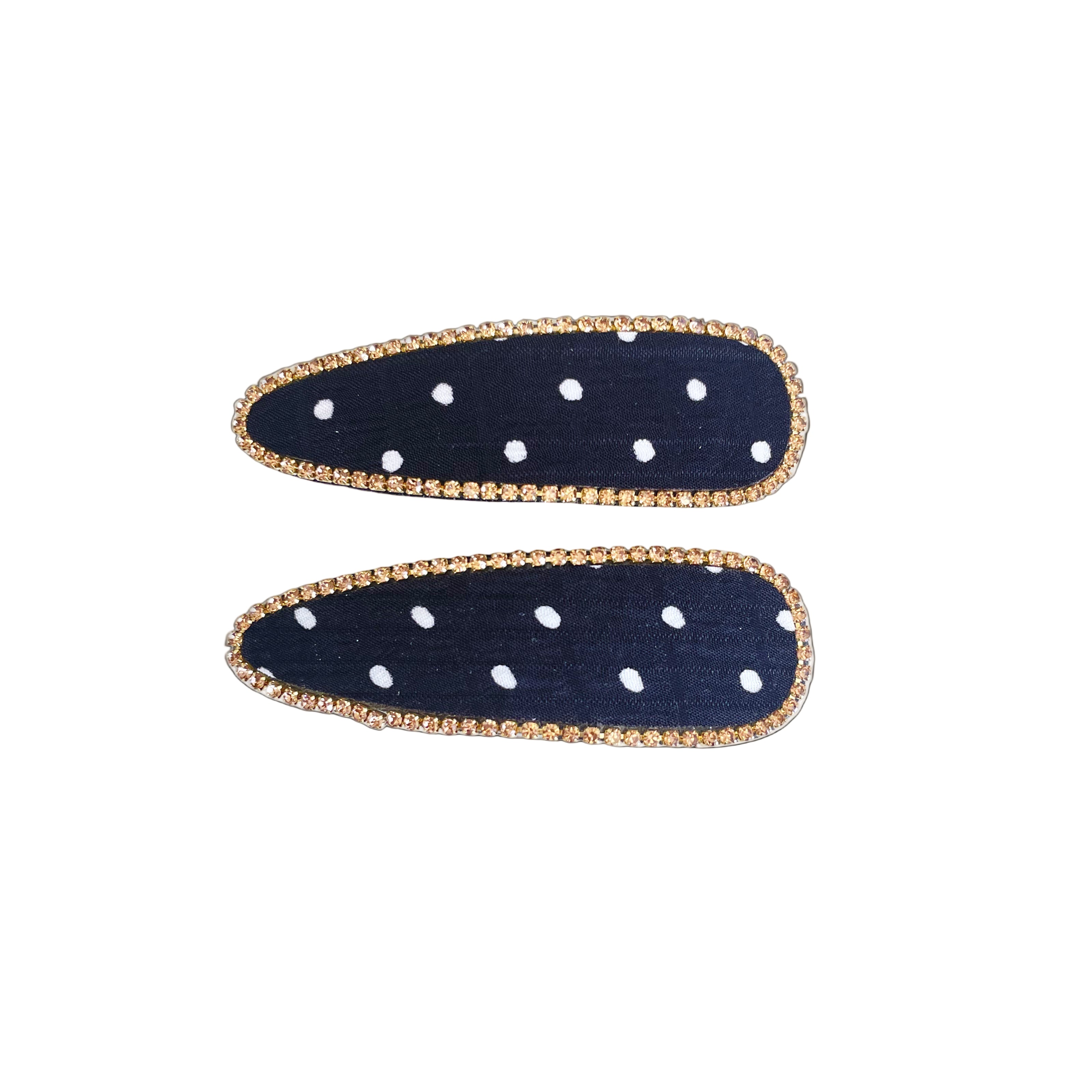 Studded Black Clip with White Polka Dots (Tic Tac)