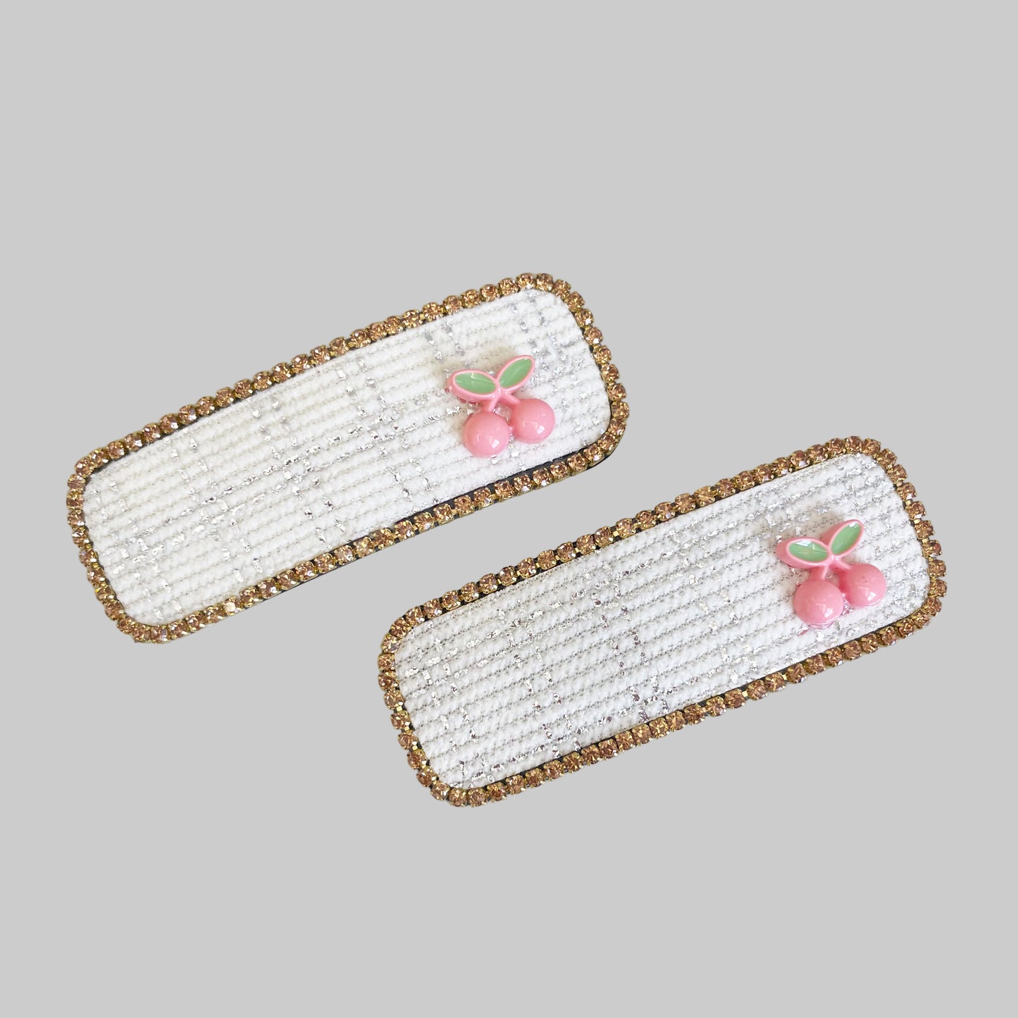 Studded White with shimmery check Hair Clip (Tic Tac)