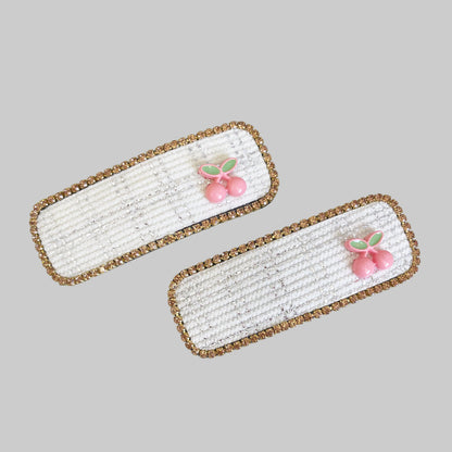 Studded White with shimmery check Hair Clip (Tic Tac)