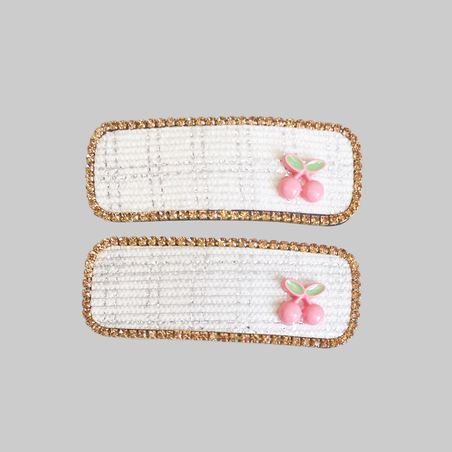 Studded White with shimmery check Hair Clip (Tic Tac)